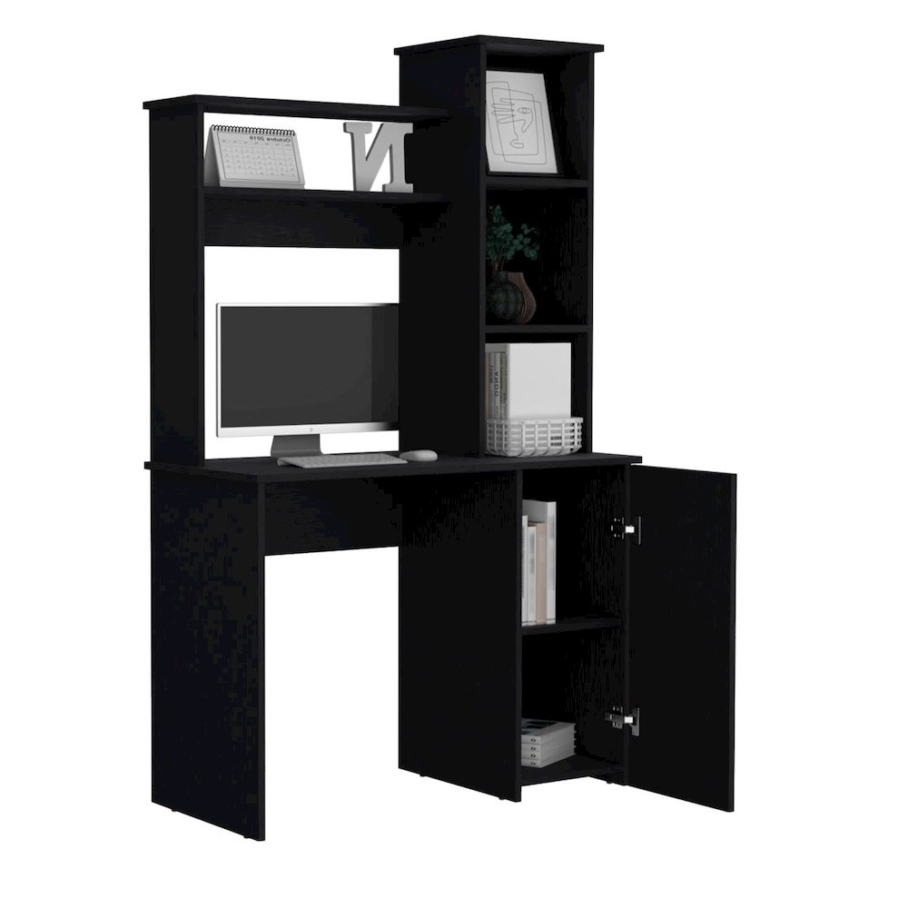 Carson Computer Desk with Hutch Black MDF. Picture 2