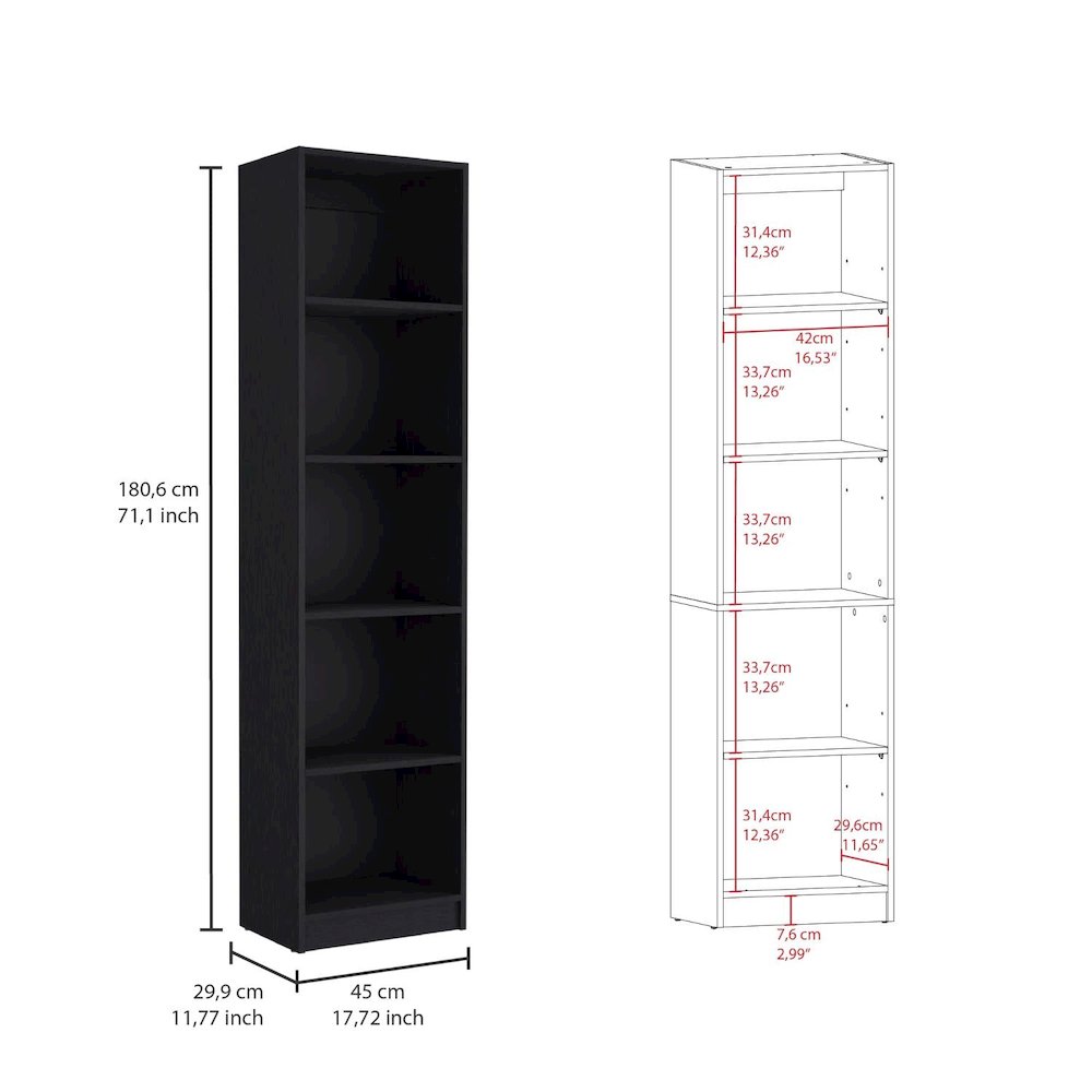 Home Xs Bookcase Black MDF. Picture 4
