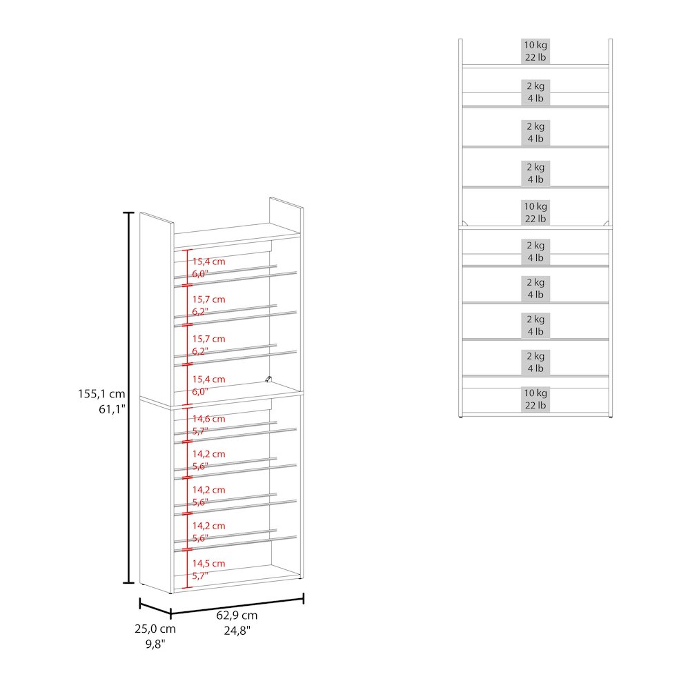 10-Tier Shoe Rack With Slim Vertical Design, Freestanding Footwear Storage,Black. Picture 3