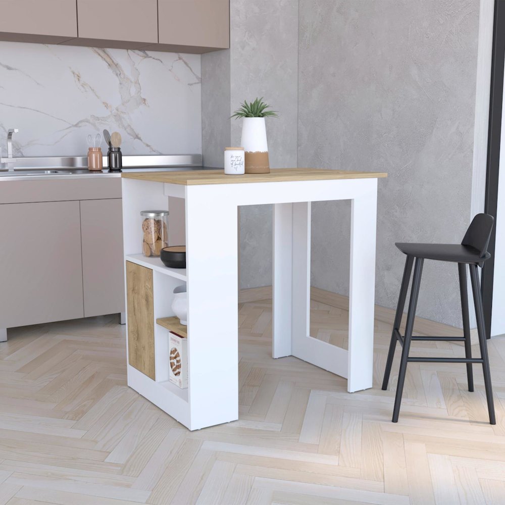 Stirling Kitchen Island White / Macadamia MDF. Picture 3