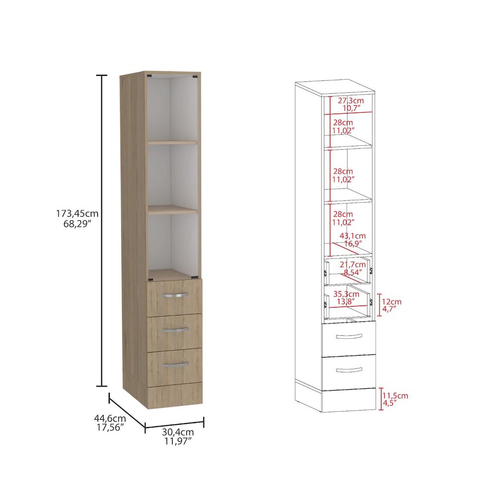 Sicilia Kitchen Island White / Light Oak MDF. Picture 4