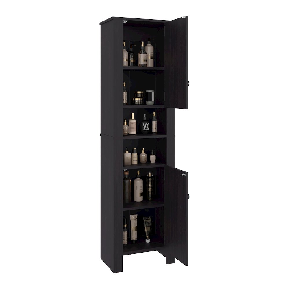 Bathroom Cabinet with Auxiliary Storage Organizer, Space-Saving, Black. Picture 2