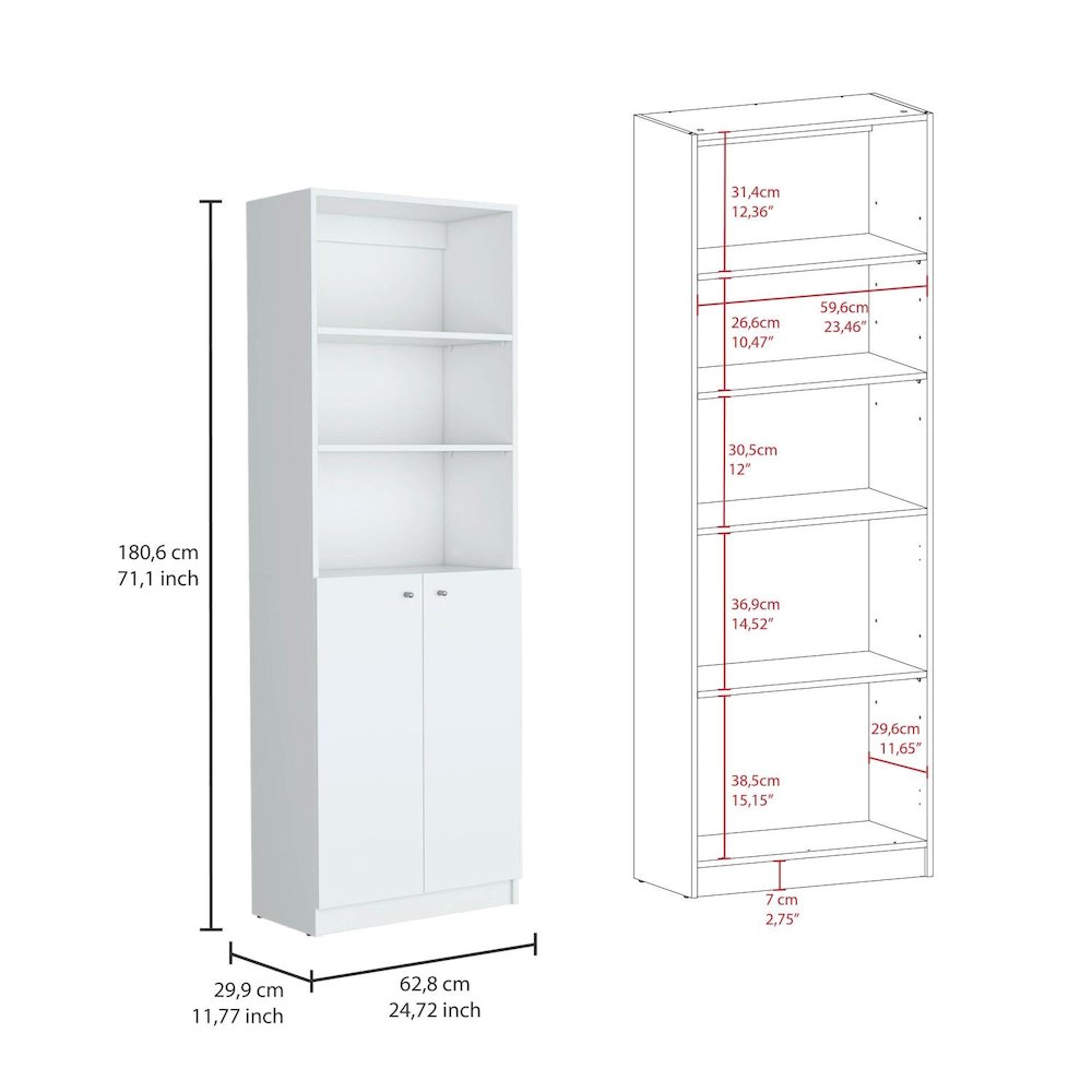 Home 2-Door Bookcase White MDF. Picture 4