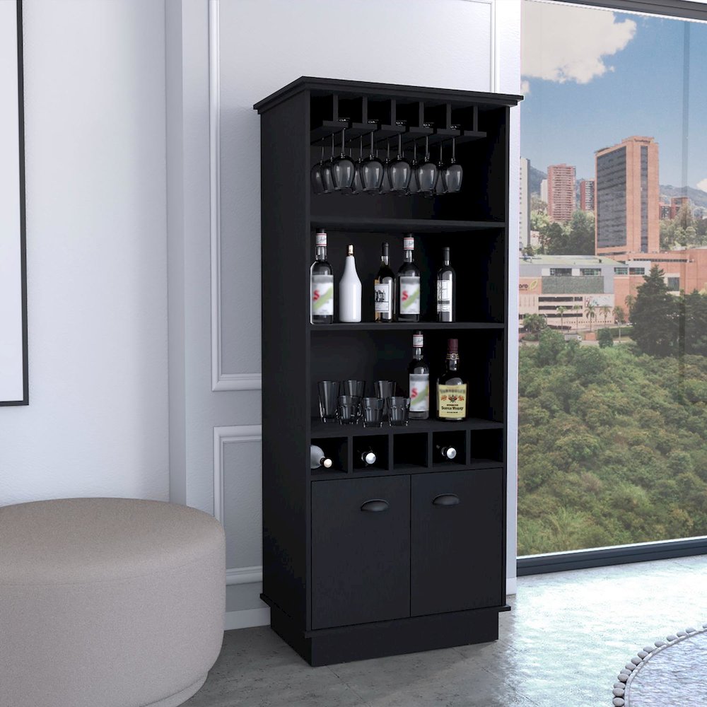 Dundee Bar Cabinet Black MDF. Picture 3
