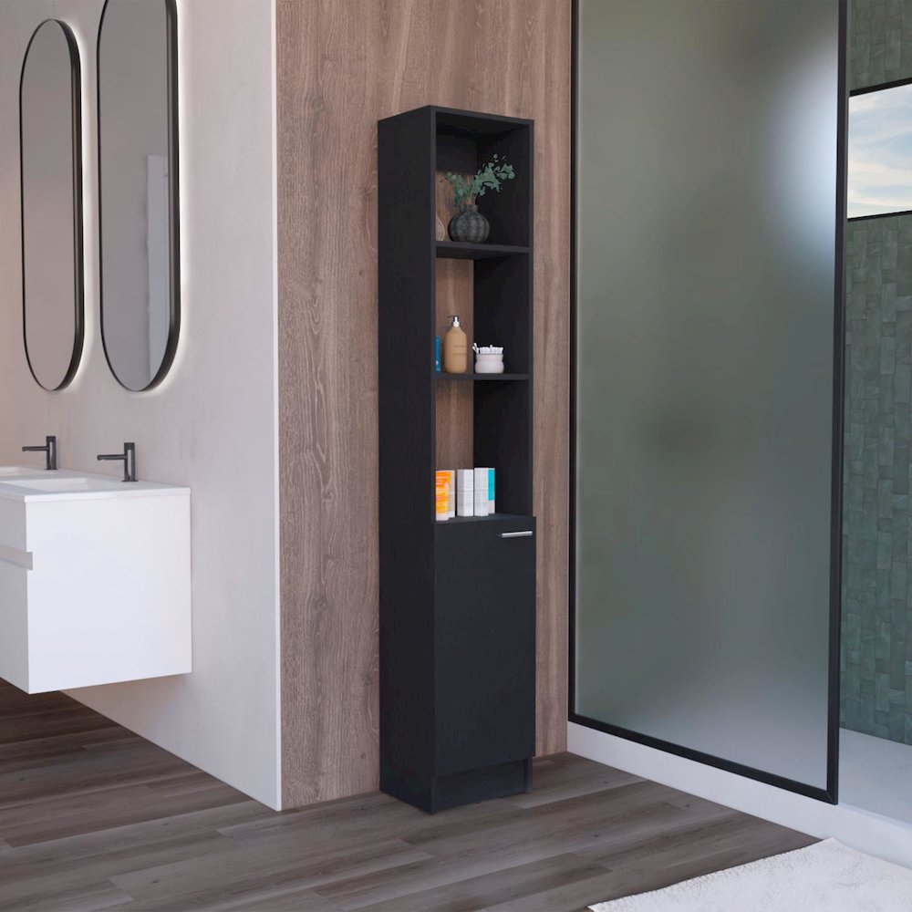 Parks Linen Cabinet Black MDF. Picture 3