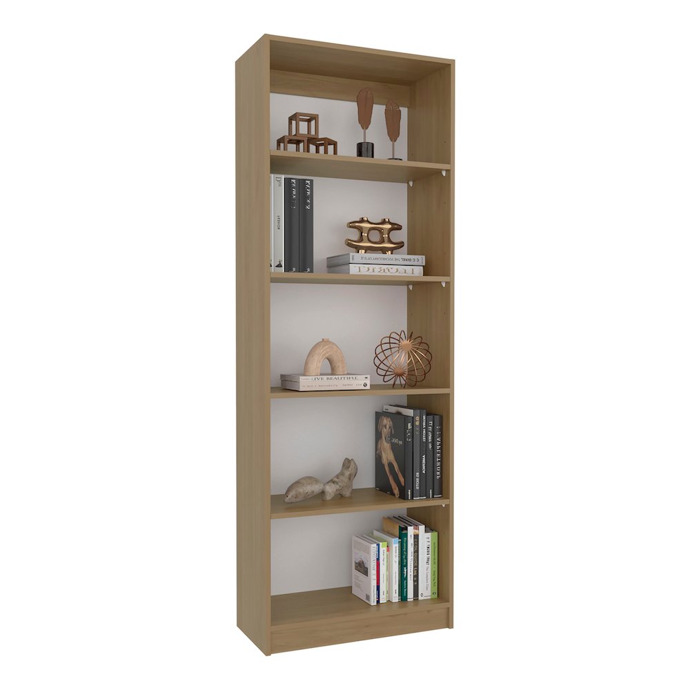 Home 4 Shelves Bookcase  Natural Oak MDF. Picture 4