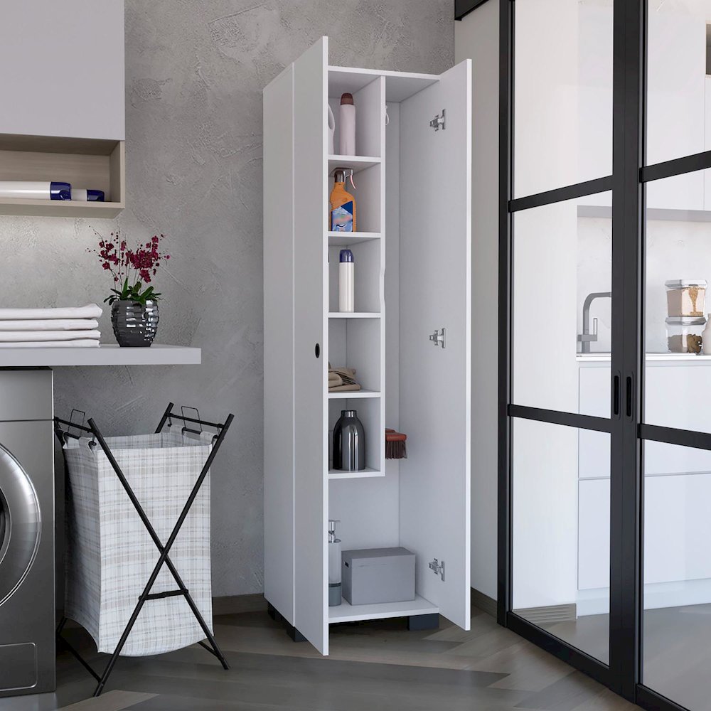 Lake Broom Cabinet White MDF. Picture 5