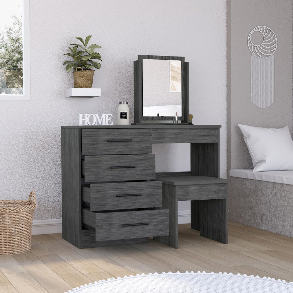 Kaia Make Up Dressing Table Smokey Oak MDF. Picture 5
