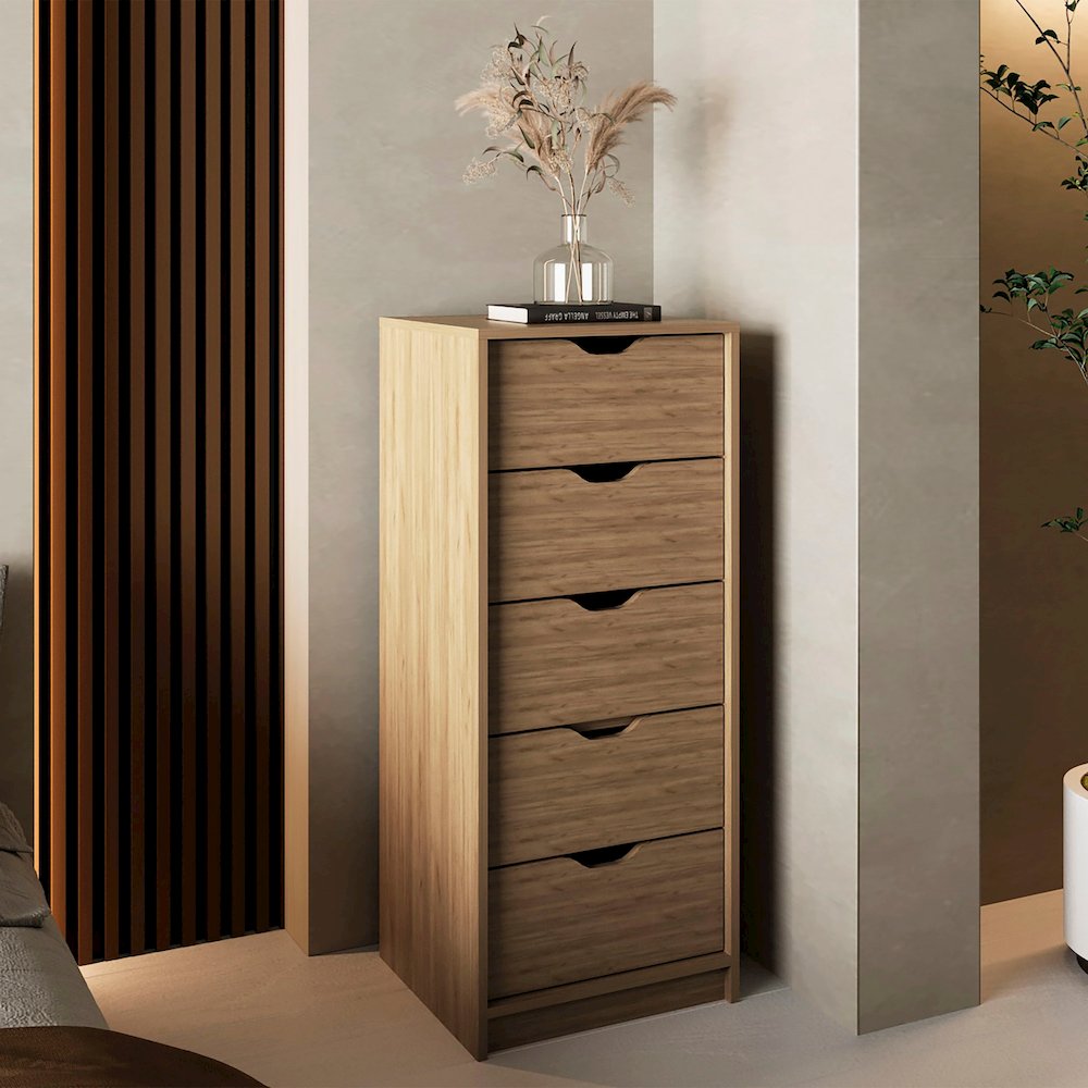 Basilea Tall Dresser Natural Oak MDF. Picture 3