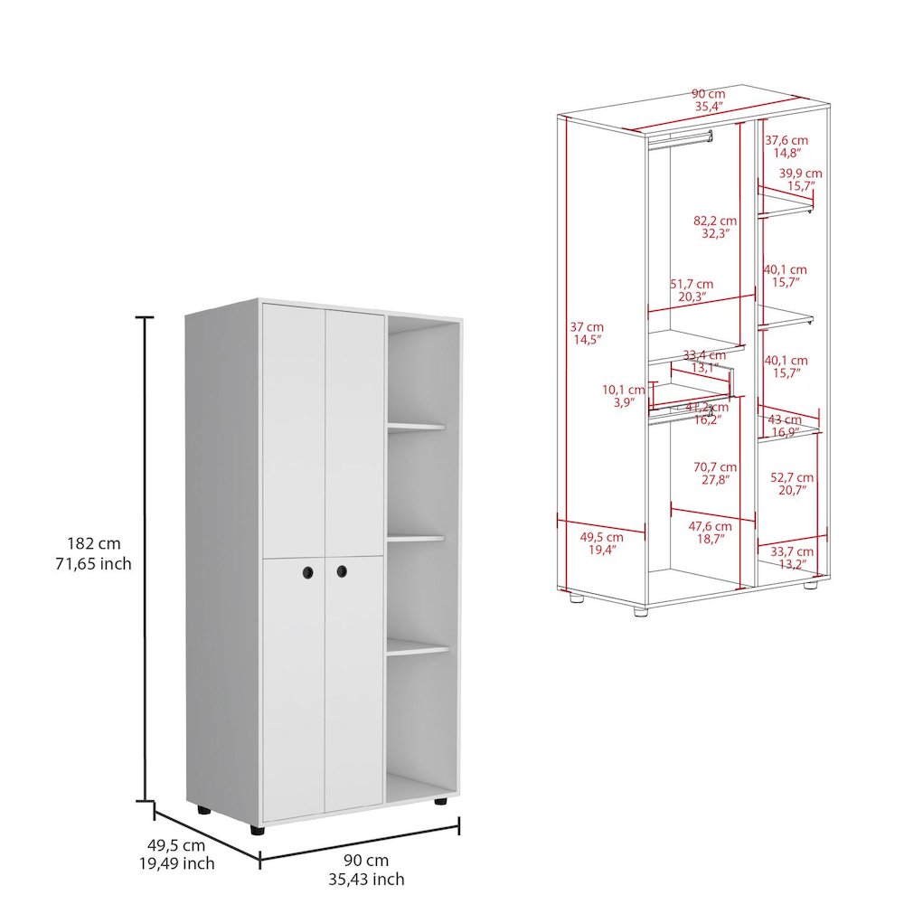 Misuri Wardrobe Armoire White MDF. Picture 4