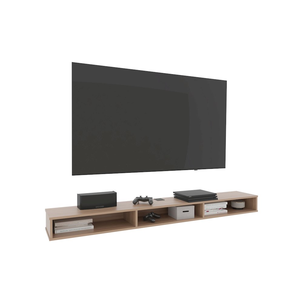 Luft 71" Wide Floating Tv Stand Natural Oak MDF. Picture 4