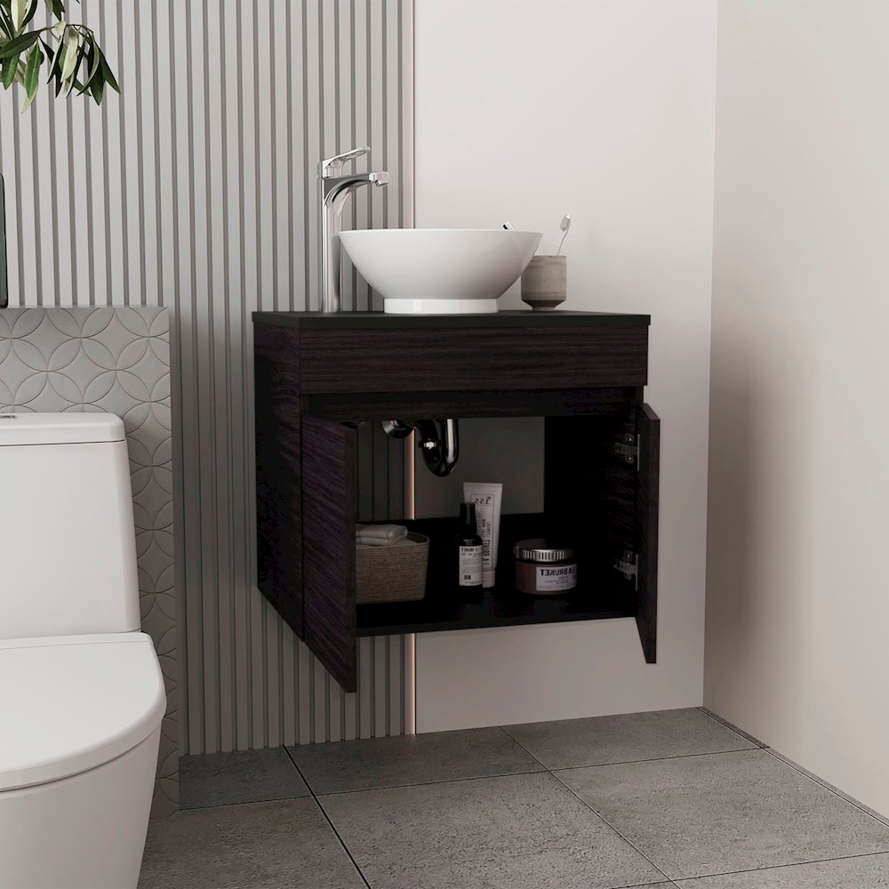 Tuhome Vessel Sink Vanity Manchester  Black MDF. Picture 4