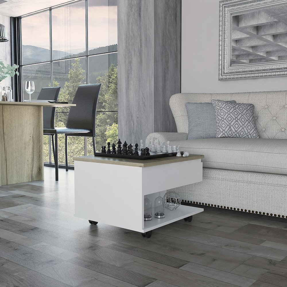 Luanda Coffee Table White / Light Oak MDF. Picture 3