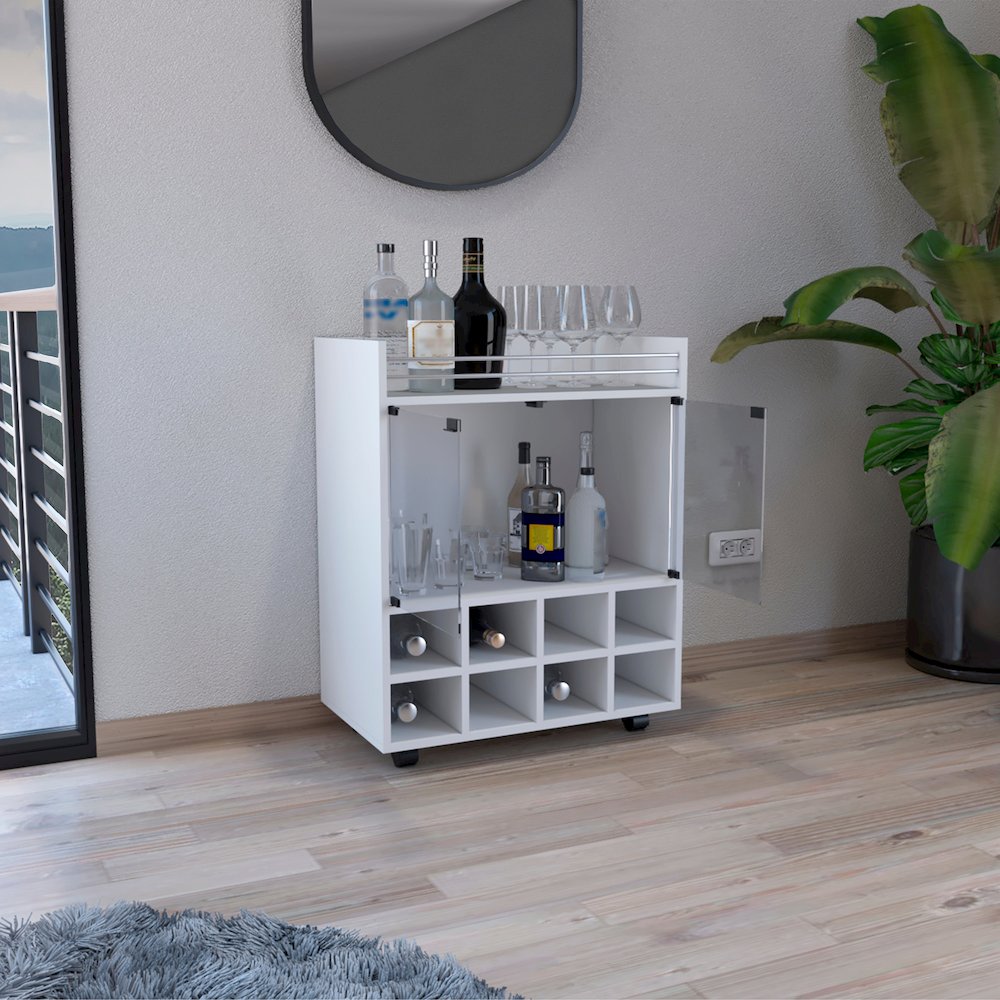 St Andrews Bar Cart White MDF. Picture 5