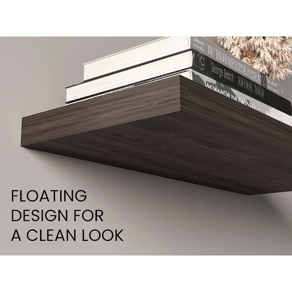 Ecco 31.5" Wide Floating Shelves Set Of 2, Shelves For Wall Decor, Dark Oak. Picture 2