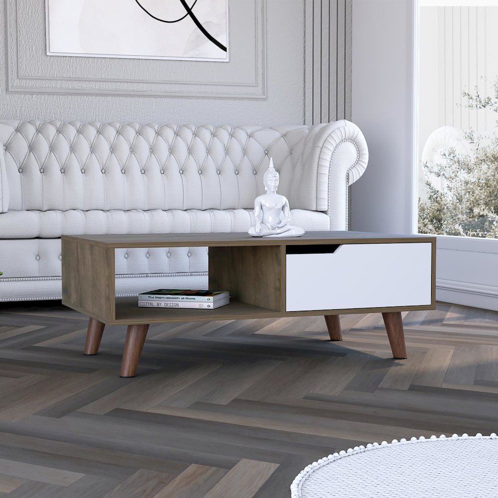 Oslo Coffee Table 2.0 Dark Brown / White MDF. Picture 2