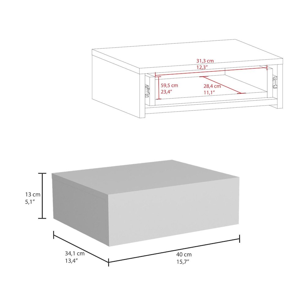 Milano Floating Nightstand White MDF. Picture 4
