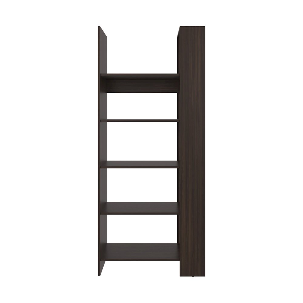 Woodstock Bookcase, Vertical Design, Freestanding Storage Unit, Stained Walnut. Picture 1