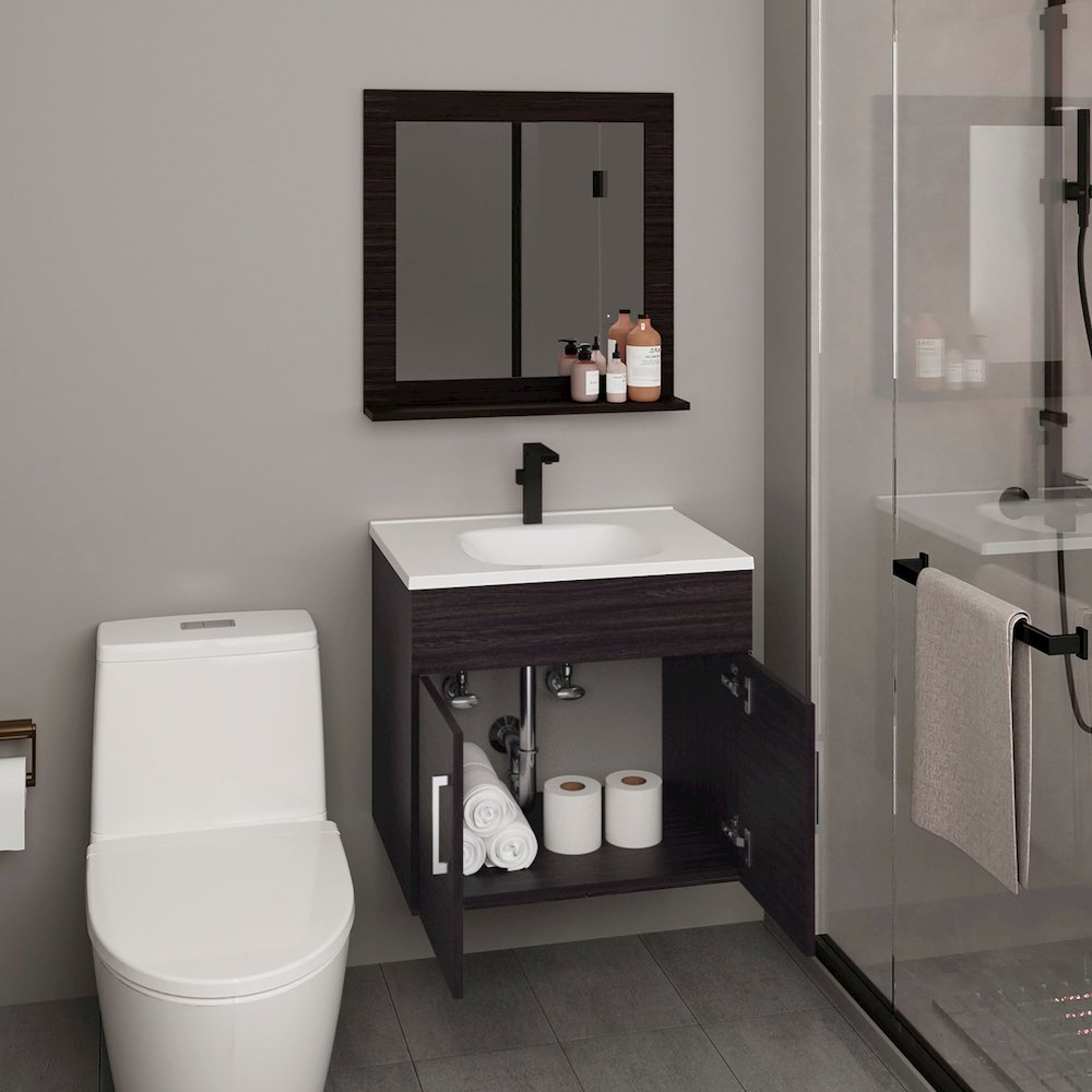Blake Bathroom Cabinet with Mirror Cabinet Black MDF. Picture 4