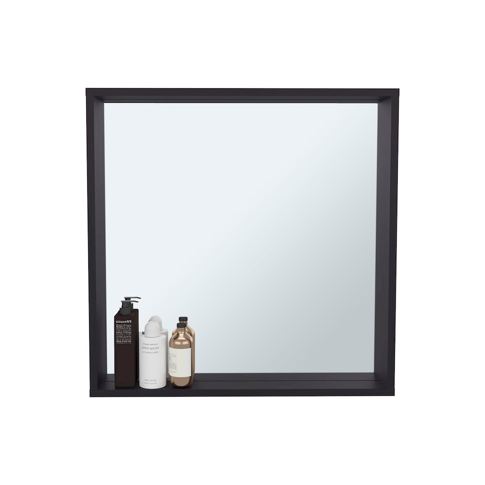 Medicine Cabinet with Mirror and Storage, Wall-Mounted Bathroom Organizer, Black. Picture 1