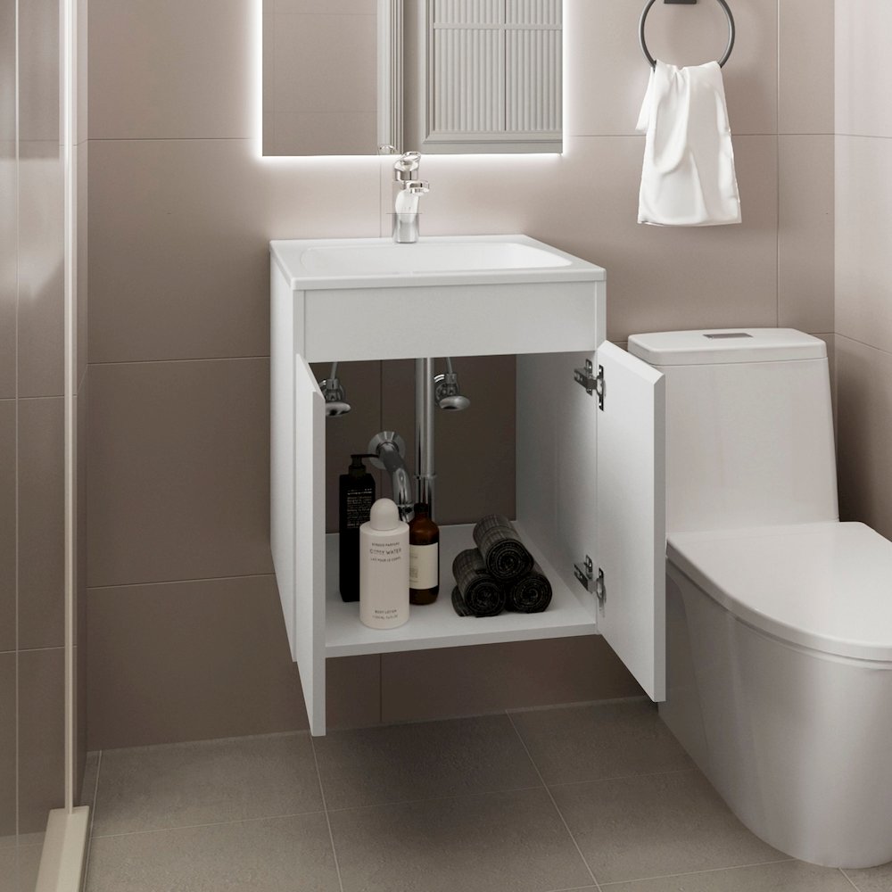 Tuhome Bathroom Vanity Meka 45 White MDF. Picture 4