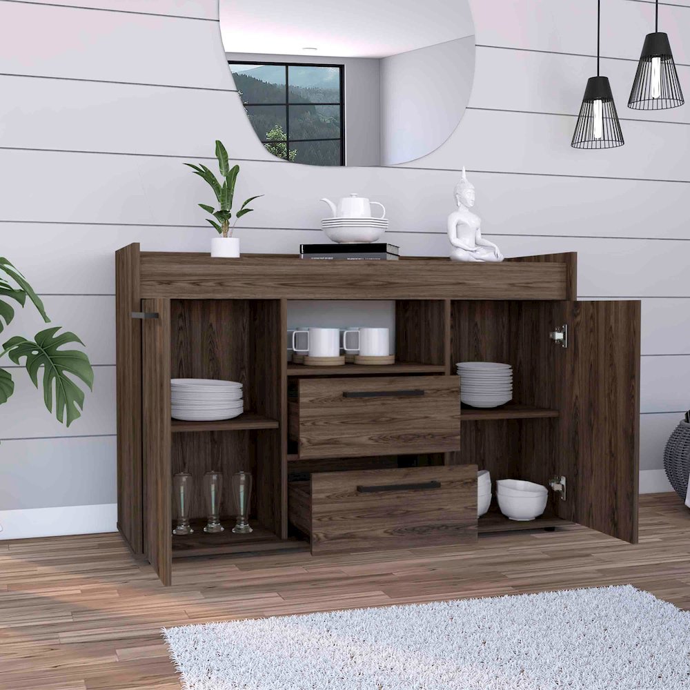 Hans Corner Bar Cabinet Macadamia MDF. Picture 5