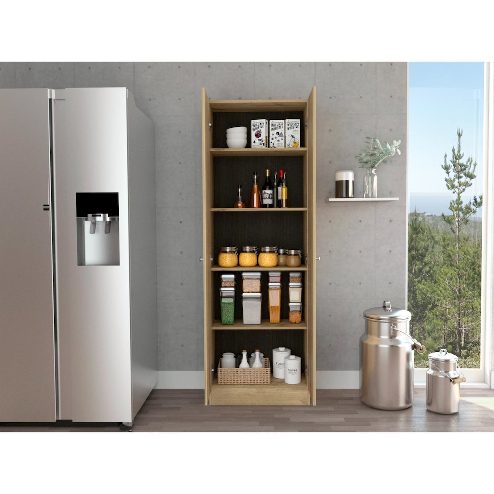 Multistorage Pantry Light Oak / Black MDF. Picture 5