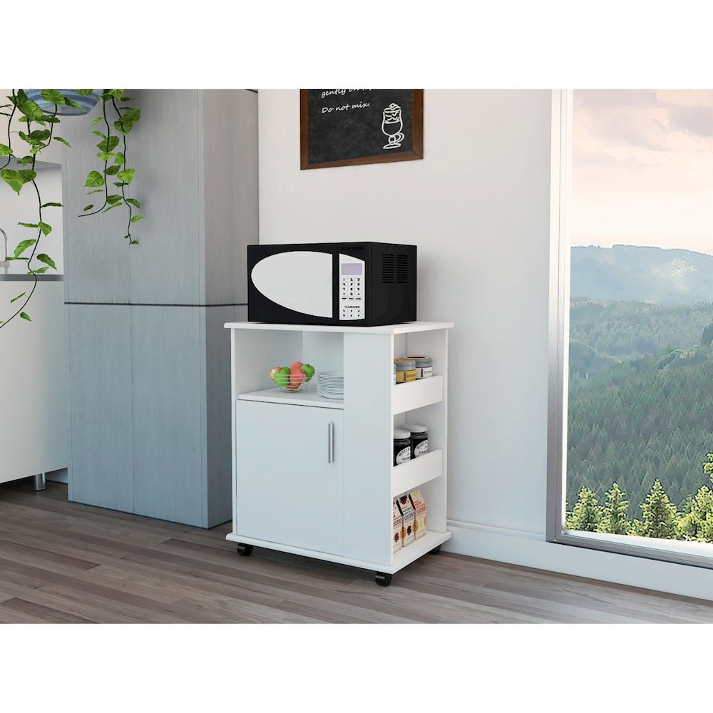 Microwave Cart White MDF. Picture 3