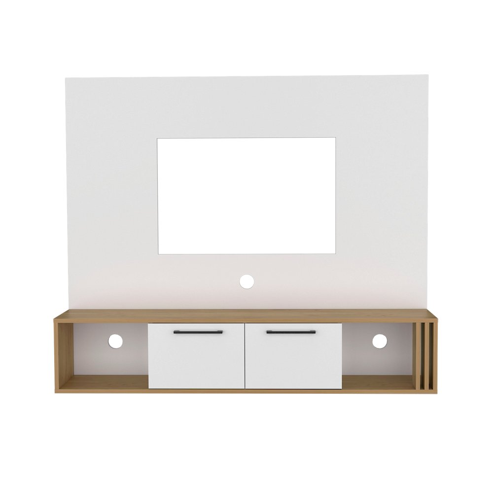 Vance Floating Entertainment Center Natural Oak - White MDF. Picture 5