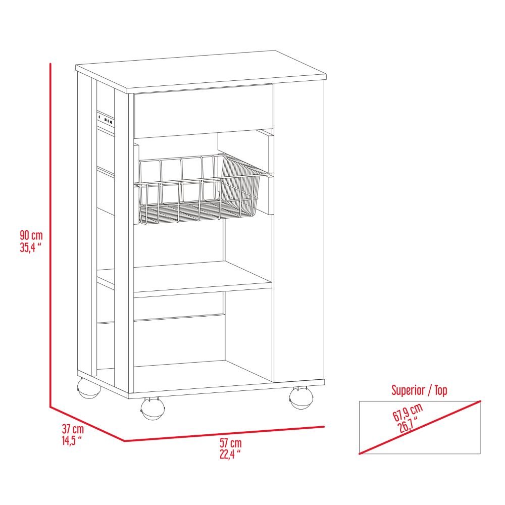 Blosson Kitchen Cart Black / Light Oak MDF. Picture 4