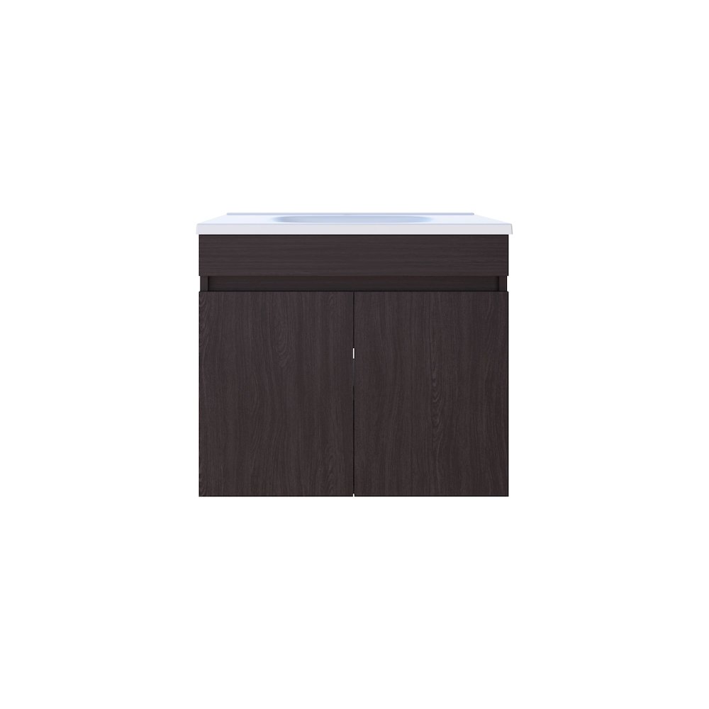 Chaux Floating, Wide Double Door Vanity, With Resin Sink And Two Shelves, Black. Picture 2