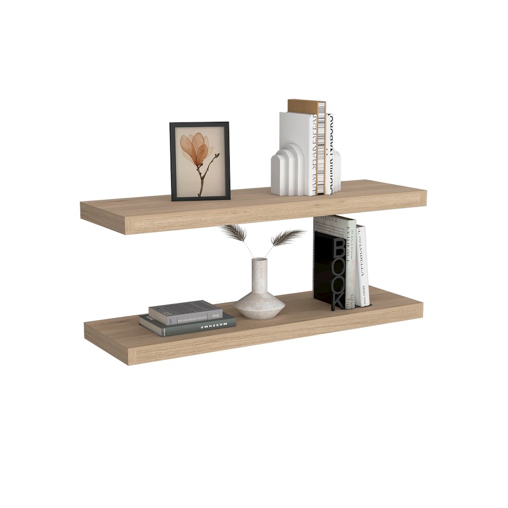 Ecco 31.5" Wide Floating Shelves Set of 2 Light Pine MDF. Picture 5