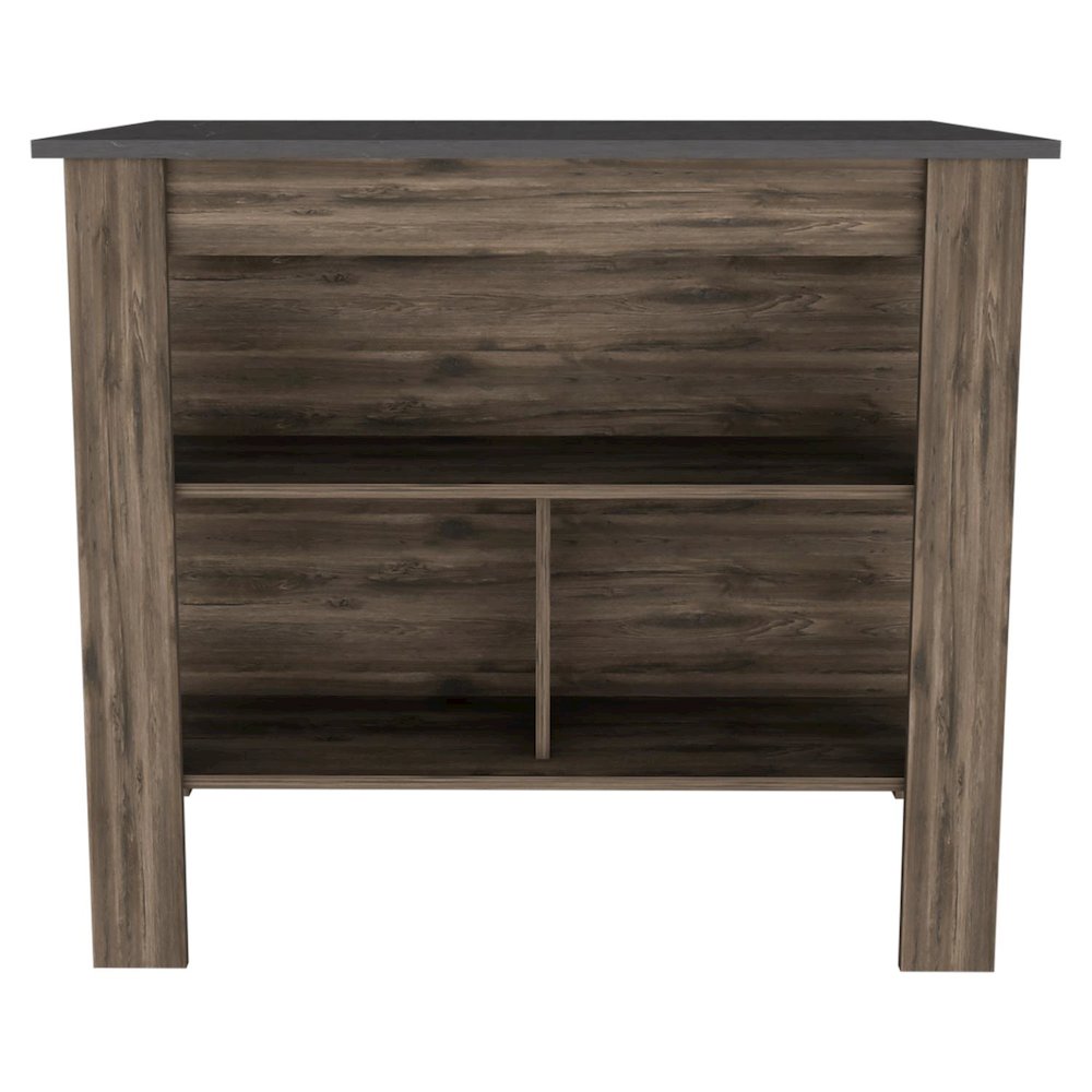 Cala Kitchen Island, Four Legs, Three Shelves Dark Brown / Onyx. Picture 1