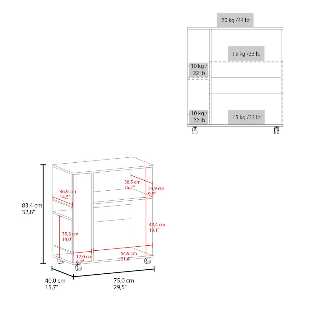 Eldon Kitchen Cart White MDF. Picture 5
