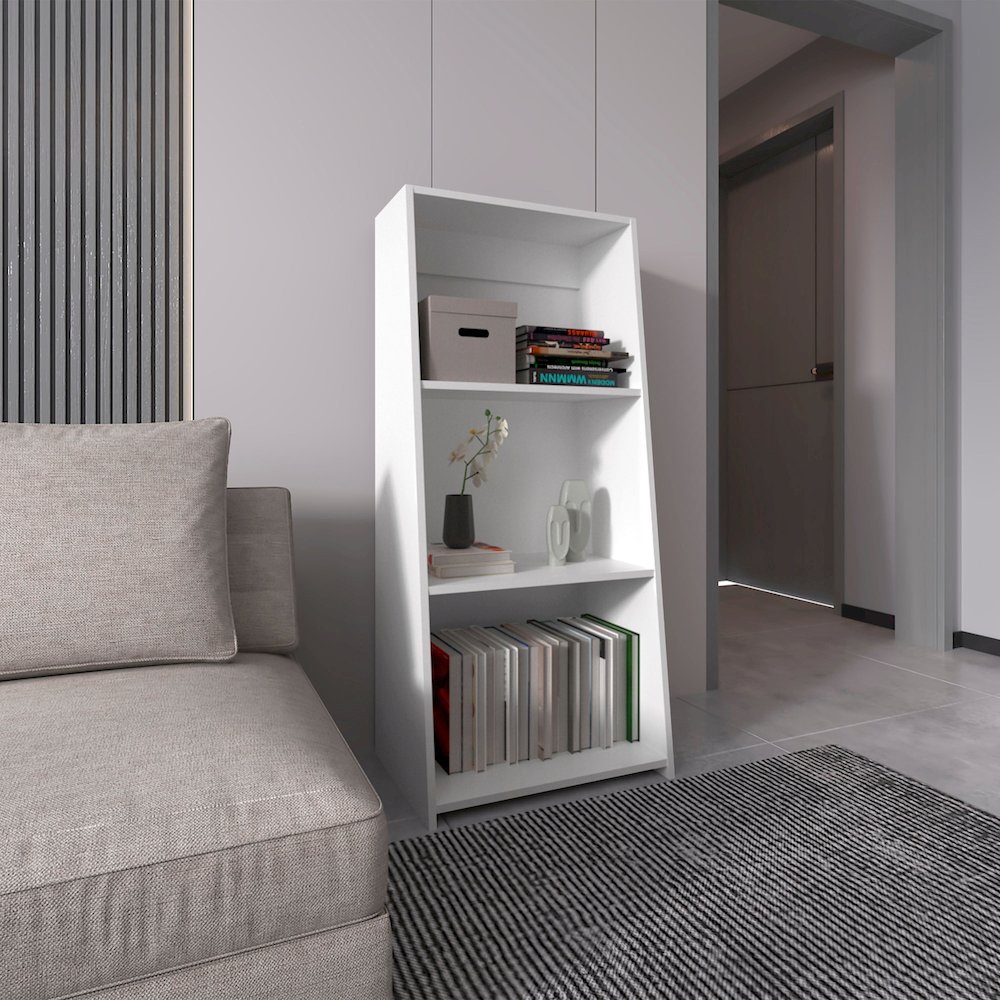 Note Ladder Bookcase White MDF. Picture 4