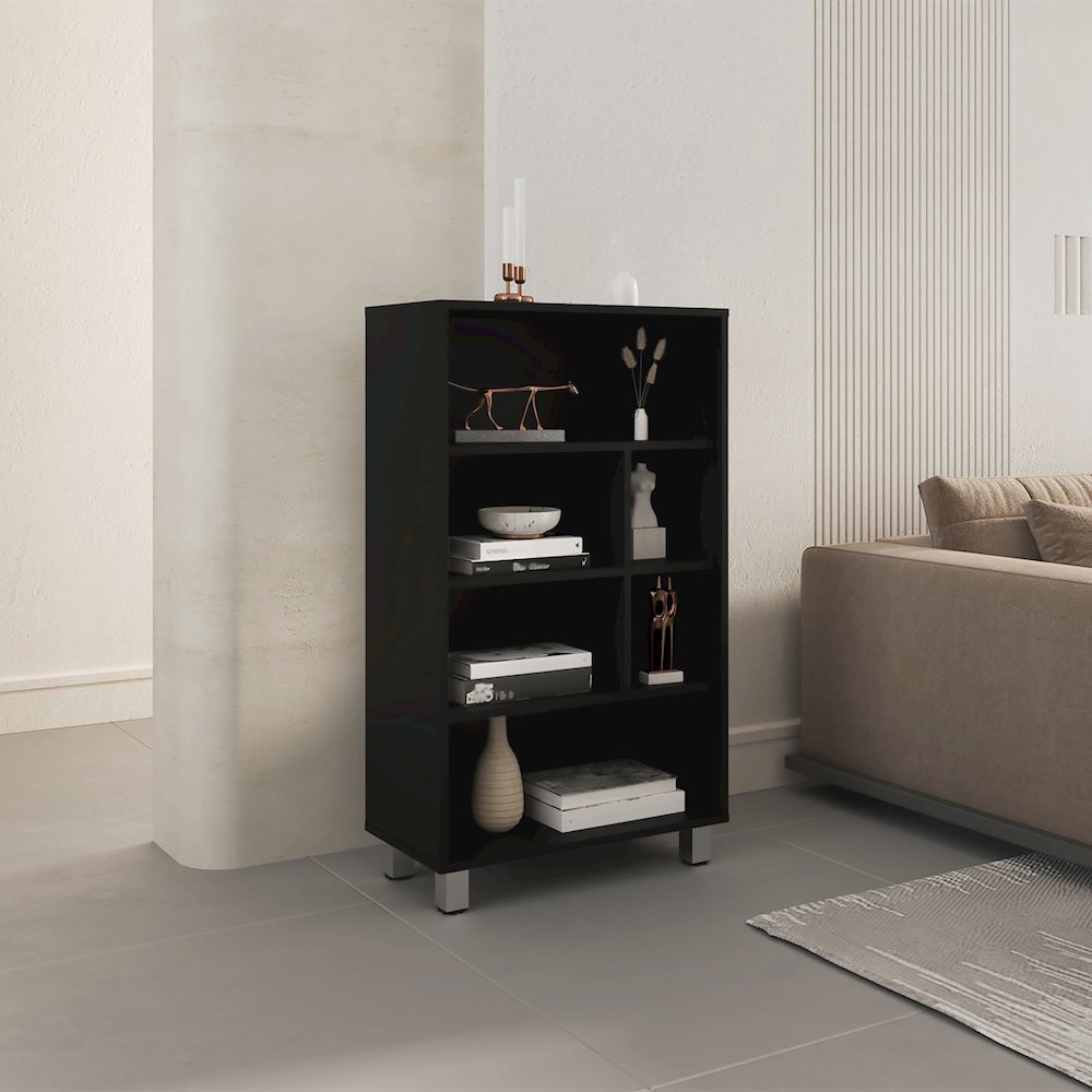 Bellagio 40" Tall Bookcase Black MDF. Picture 4