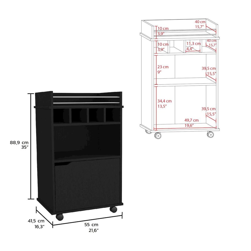 Phoenix Bar Cart Black MDF. Picture 4
