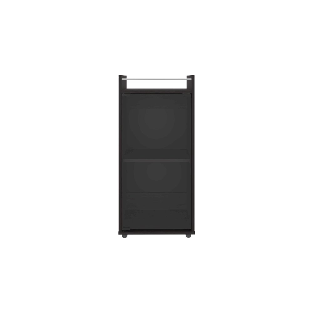 Theba Minibar Cabinet 2 Doors, Open Shelf And Compact Design, Bar Storage, Black. Picture 1