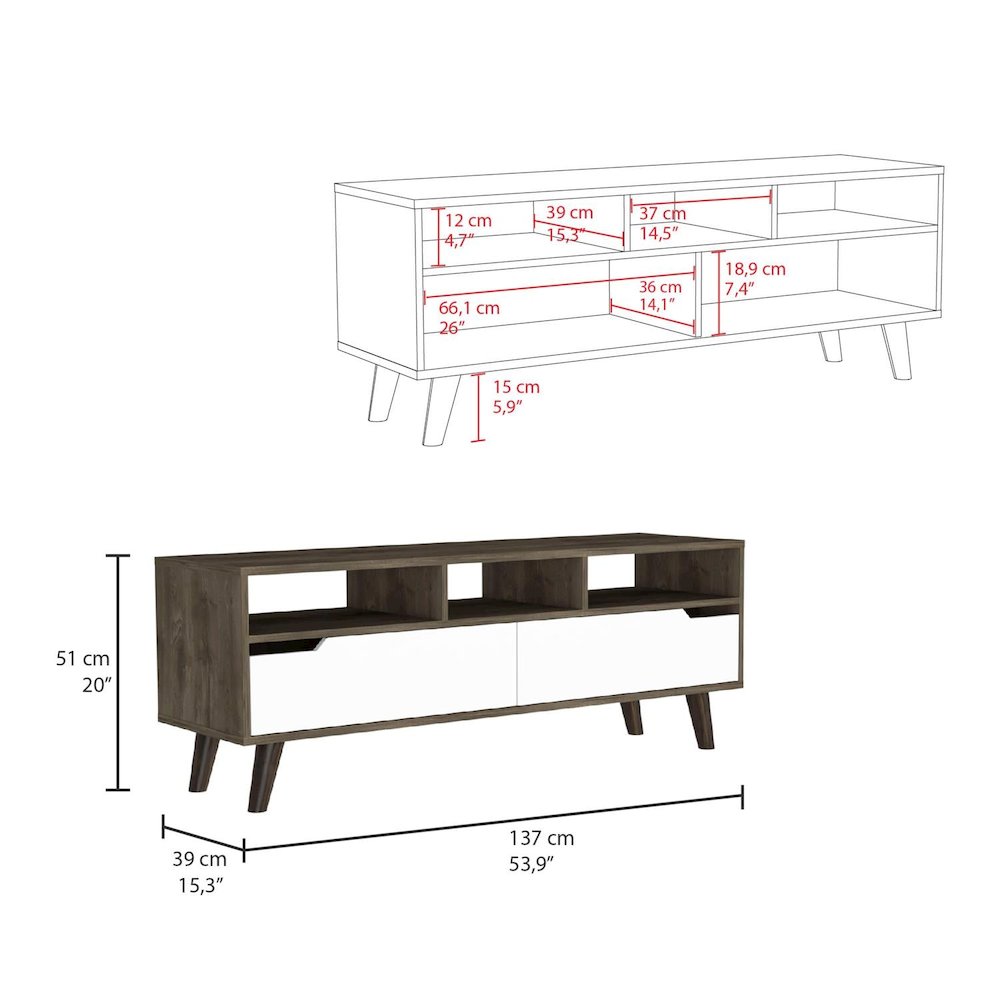 Oslo Tv Stand 2.0 Dark Brown / White MDF. Picture 4