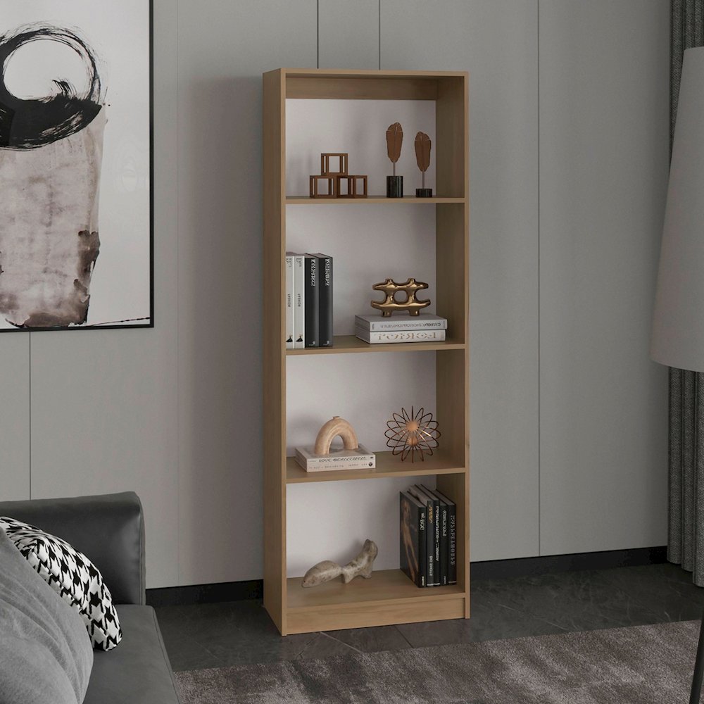 Home 5 Shelves Bookcase Natural Oak MDF. Picture 3