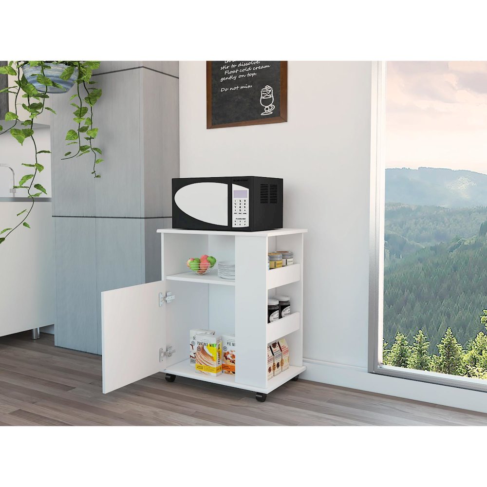 Microwave Cart White MDF. Picture 5