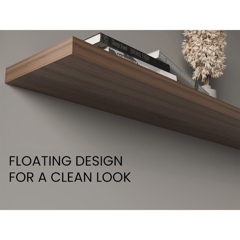 Ecco 47" Wide Floating Shelves Set Of 2, Shelves For Wall Decor, light brown. Picture 1
