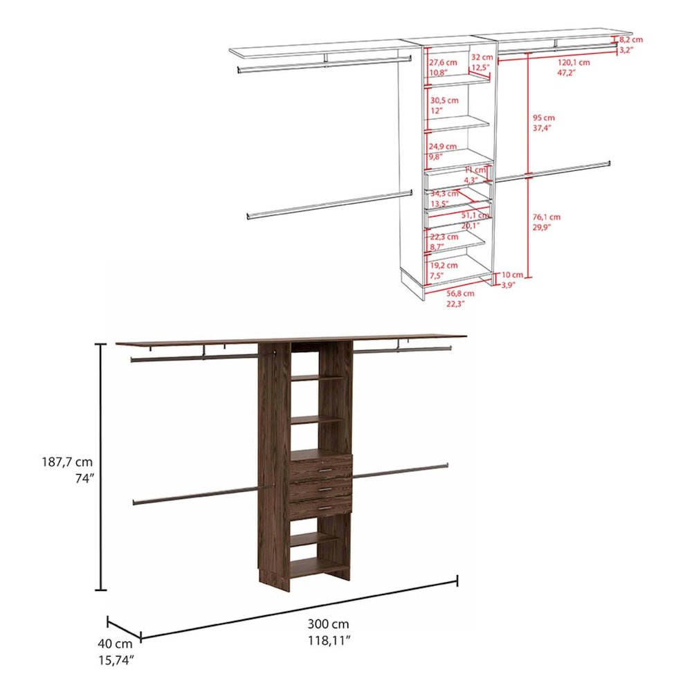 Plego 1 Closet Dark Walnut MDF. Picture 4