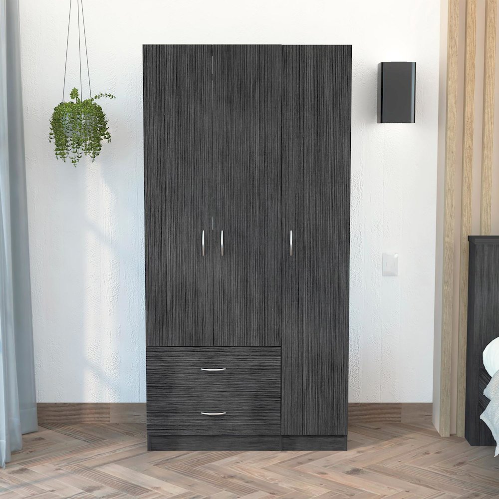 Austral Three Door Armoire Smokey Oak / White MDF. Picture 3