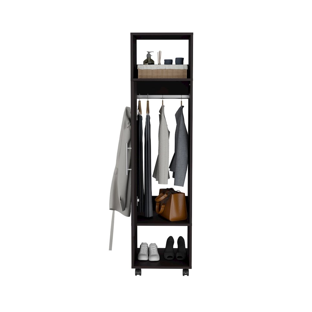 Cluster Cabinet Wardrove with Mirror Black MDF. Picture 1