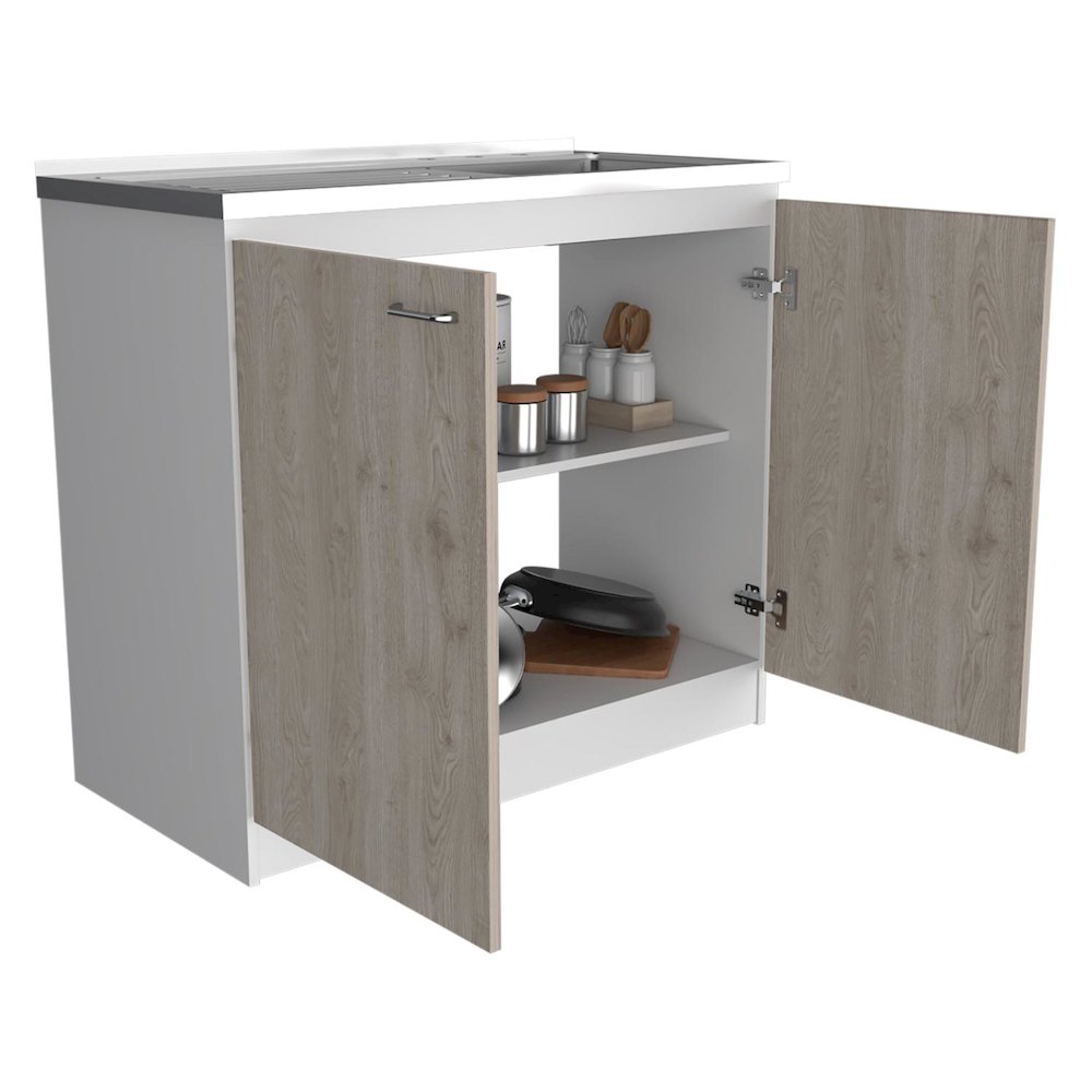Napoles Utility Sink Smokey Oak / Light Gray MDF. Picture 2