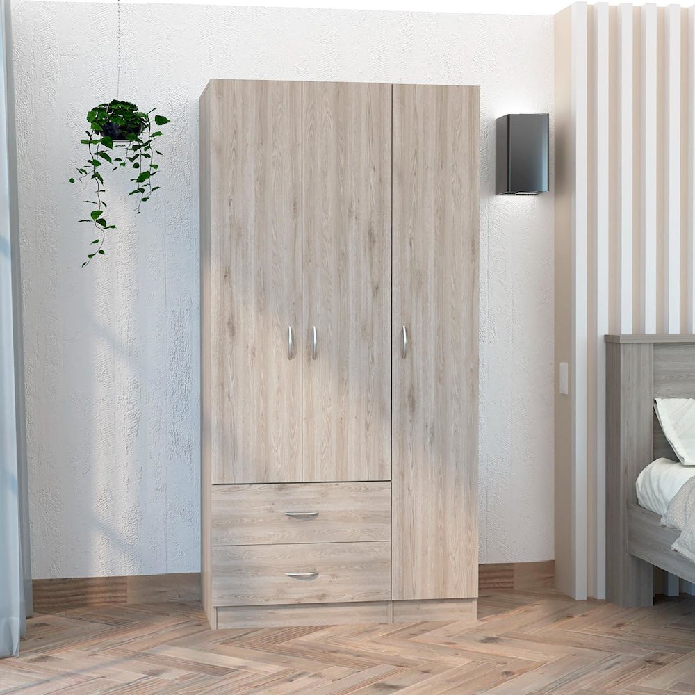 Austral Three Door Armoire Light Gray MDF. Picture 3