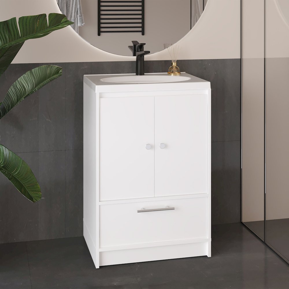 Tuhome Bathroom Vanity with Two Doors, Madison White MDF. Picture 3