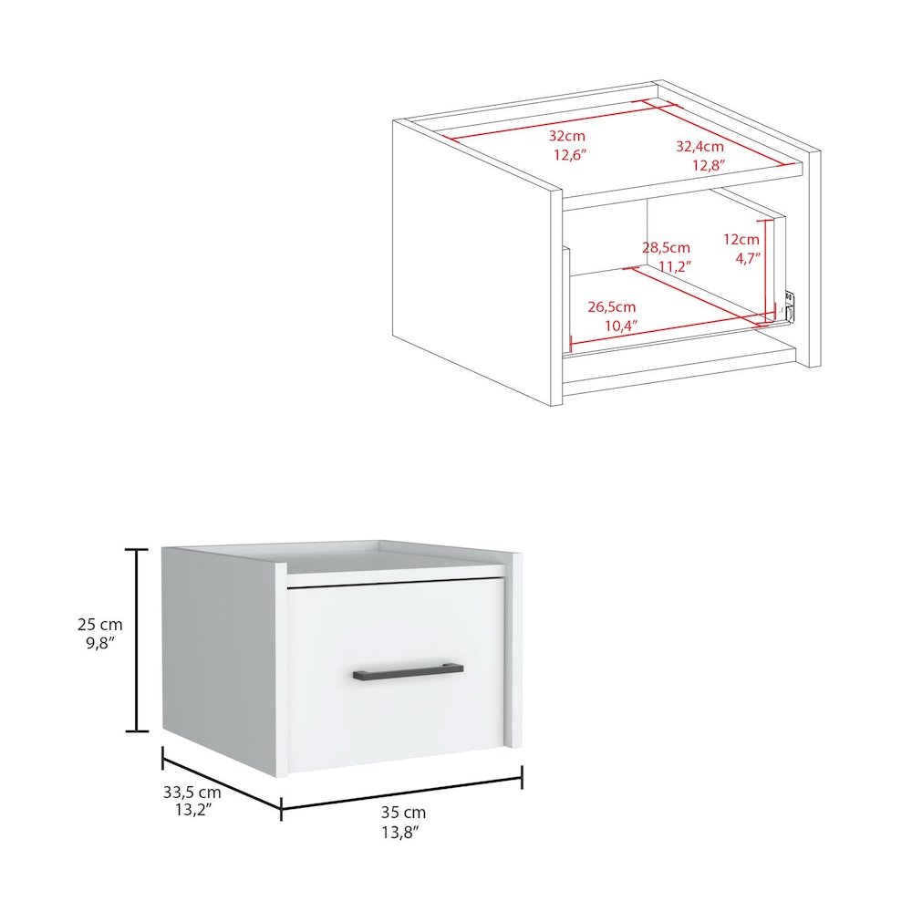 Boa Floating Nightstand White MDF. Picture 4