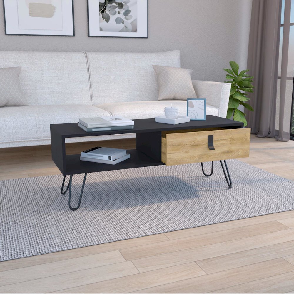 Huna Coffee Table Black / Macadamia MDF. Picture 5